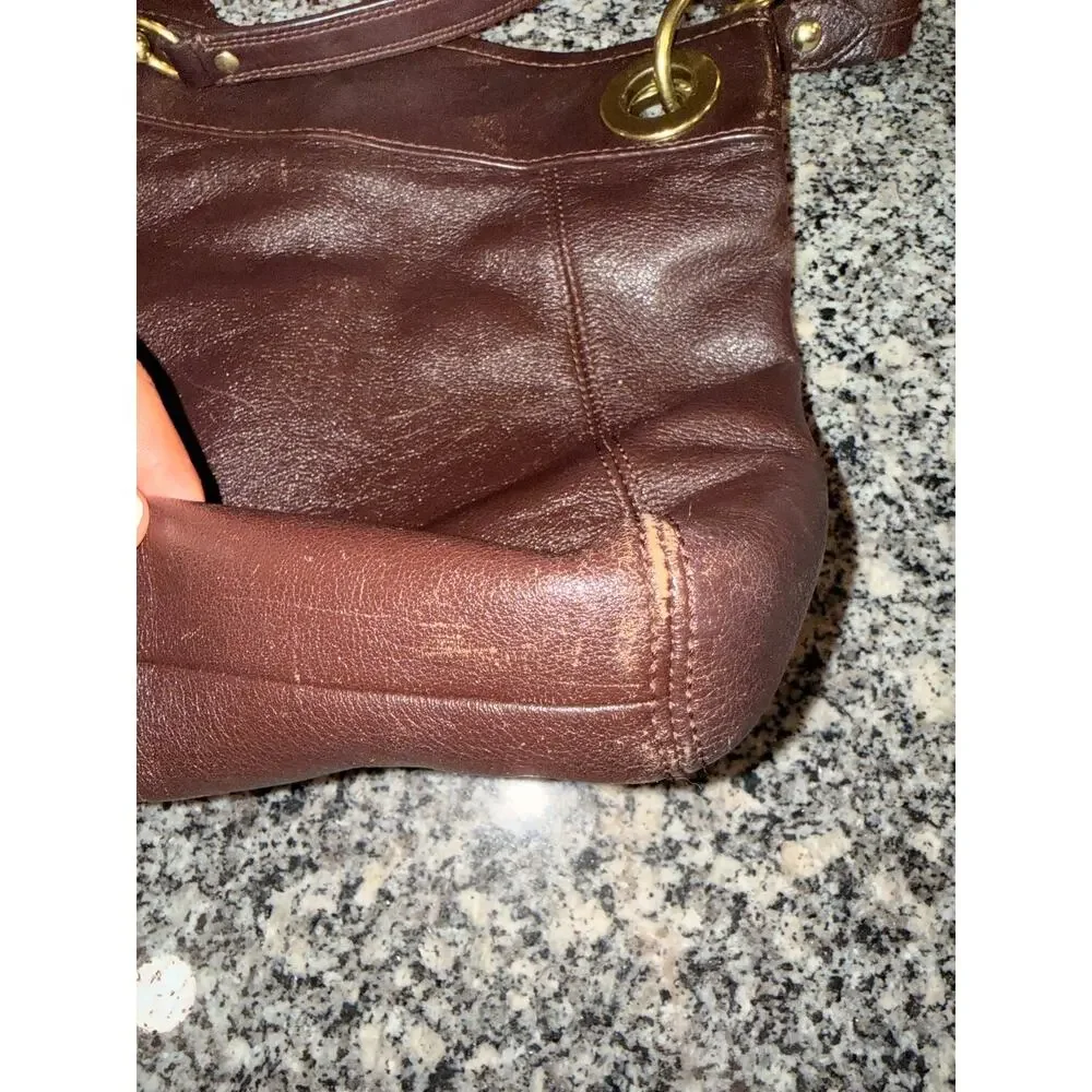Chic Coach Dark Brown Leather Shoulder Bag